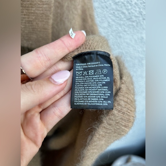 H&M MOHAIR-BLEND COLLARED CARDIGAN in Dark Beige - Picture 10 of 13